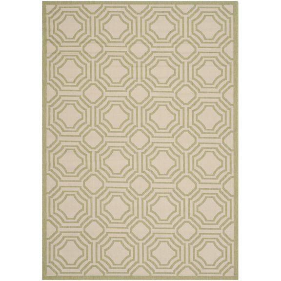 Safavieh Courtyard Brooklyn Geometric Indoor/Outdoor Area Rug, Beige/Sweet Pea, 5'3" x 7'7"