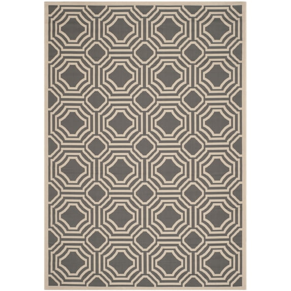 Safavieh Courtyard Brooklyn Geometric Indoor/Outdoor Area Rug, Anthracite/Beige, 6'7" x 9'6"
