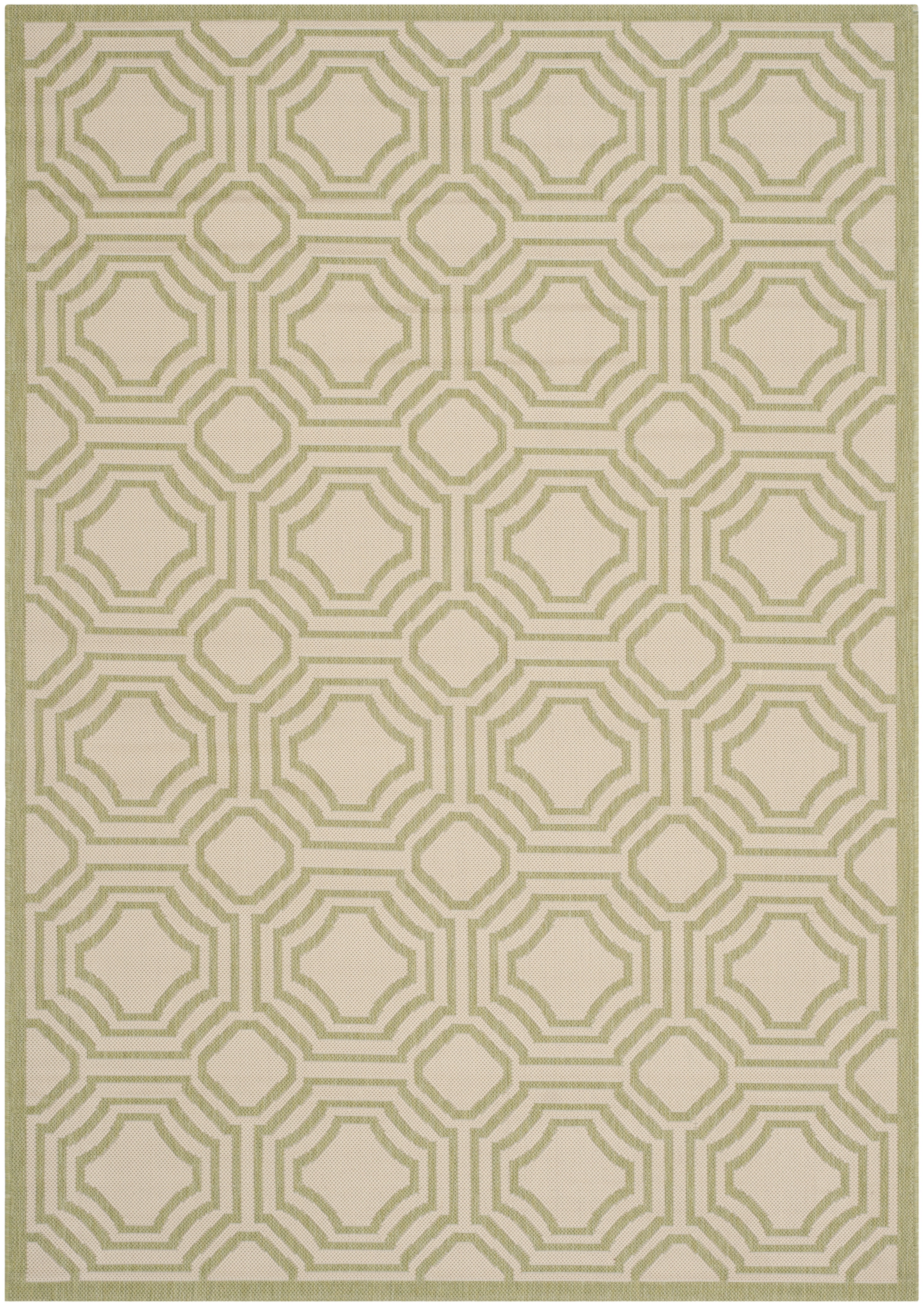 Safavieh Courtyard Brooklyn Geometric Indoor/Outdoor Area Rug, Beige/Sweet Pea, 6'7" x 9'6"