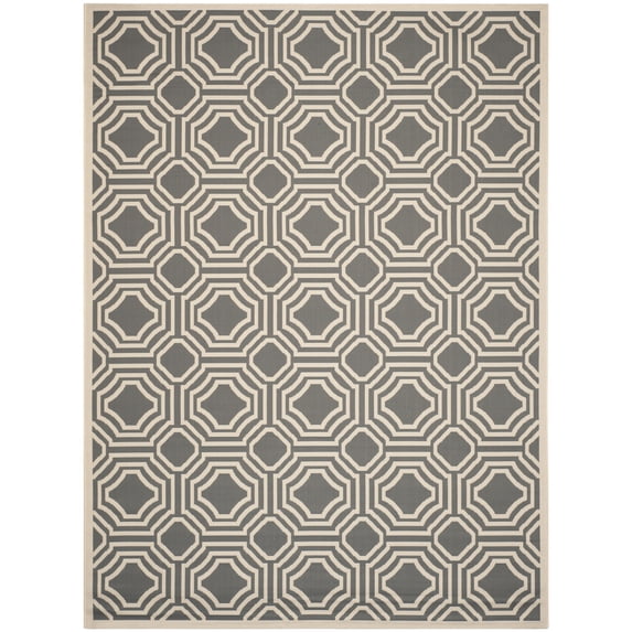 Safavieh Courtyard Brooklyn Geometric Indoor/Outdoor Area Rug, Anthracite/Beige, 9' x 12'