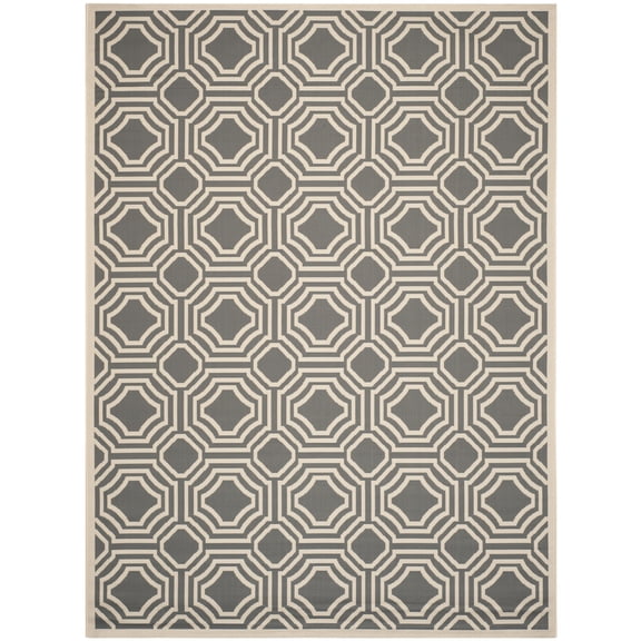 Safavieh Courtyard Brooklyn Geometric Indoor/Outdoor Area Rug, Anthracite/Beige, 9' x 12'