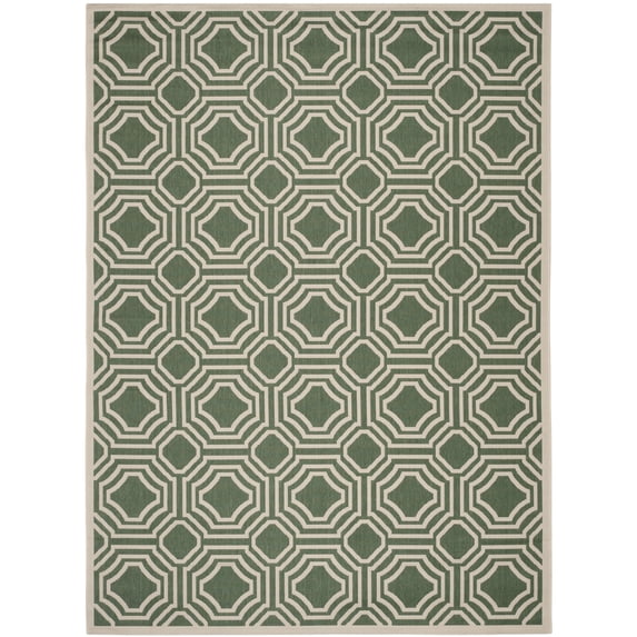 Safavieh Courtyard Brooklyn Geometric Indoor/Outdoor Area Rug, Dark Green/Beige, 9' x 12'