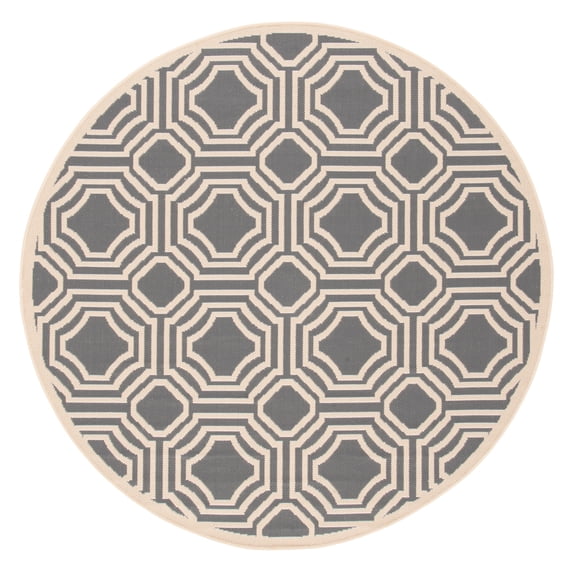 Safavieh Courtyard Brooklyn Geometric Indoor/Outdoor Area Rug, Anthracite/Beige, 5'3" x 5'3" Round