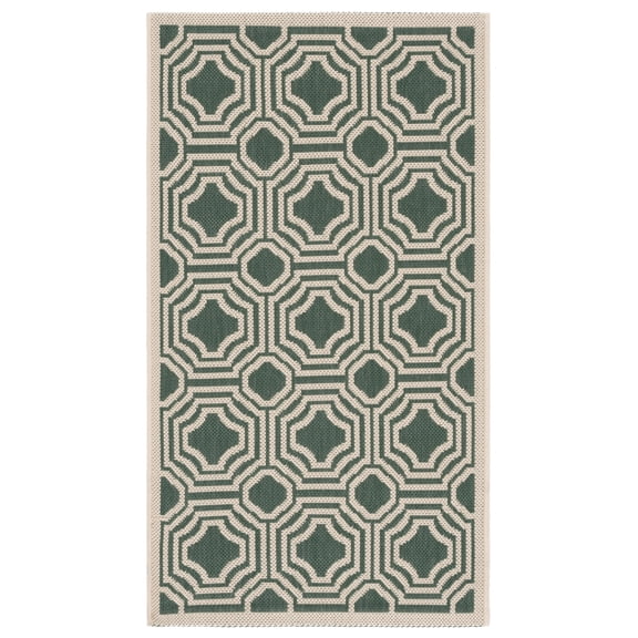 Safavieh Courtyard Brooklyn Geometric Indoor/Outdoor Area Rug, Dark Green/Beige, 2' x 3'7"
