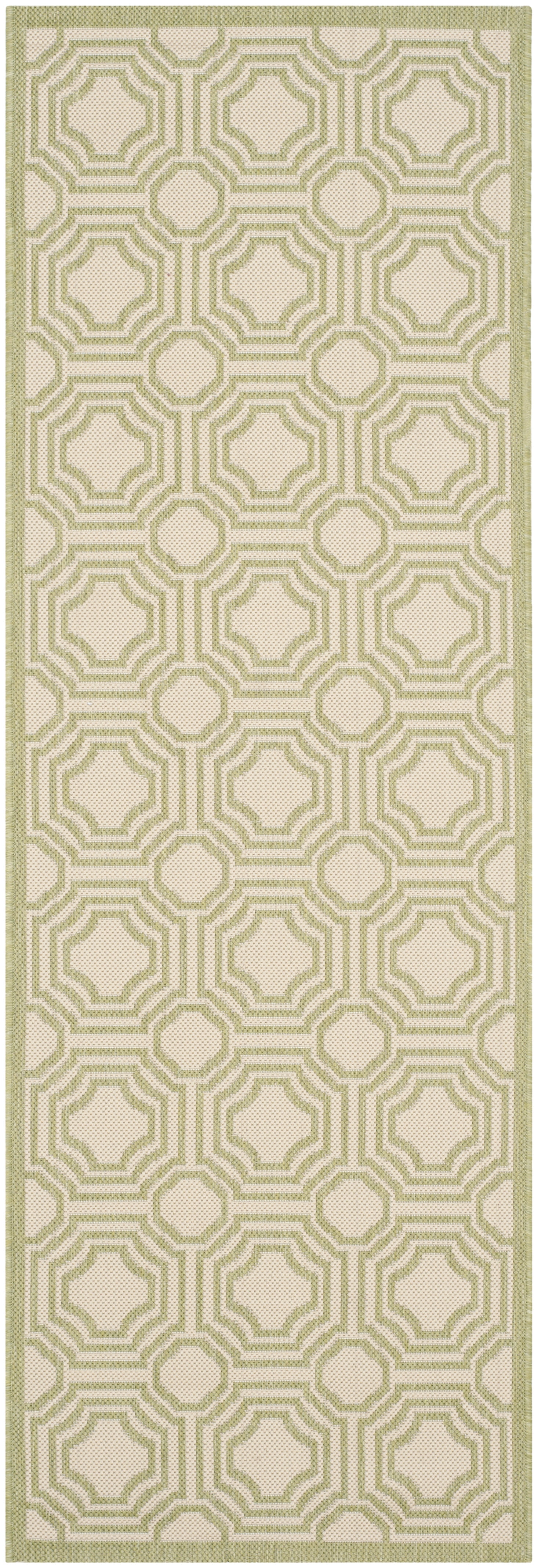 Safavieh Courtyard Brooklyn Geometric Indoor/Outdoor Runner Rug, Beige/Sweet Pea, 2'3" x 6'7"