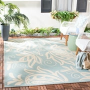 Safavieh Courtyard Bryanna Floral Indoor/Outdoor Area Rug, Aqua/Cream, 2' x 3'7"