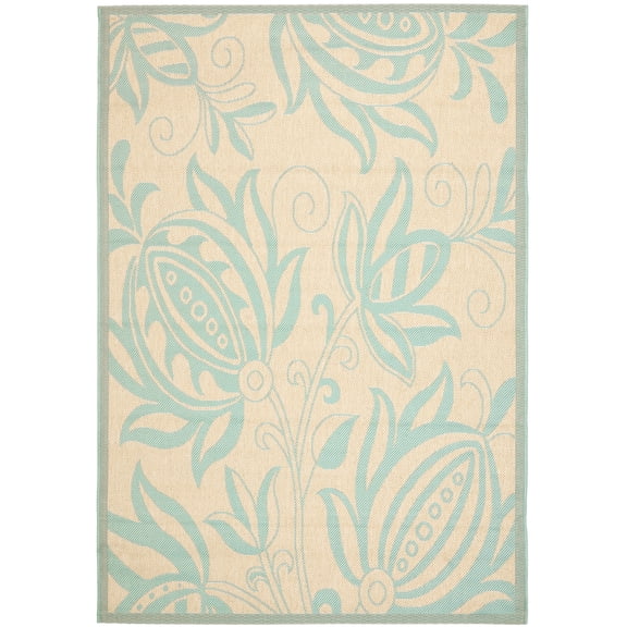 Safavieh Courtyard Bryanna Floral Indoor/Outdoor Area Rug, Cream/Aqua, 4' x 5'7"