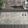 thumbnail image 1 of Safavieh Courtyard Bryanna Floral Indoor/Outdoor Area Rug, Cream/Aqua, 4' x 5'7", 1 of 9