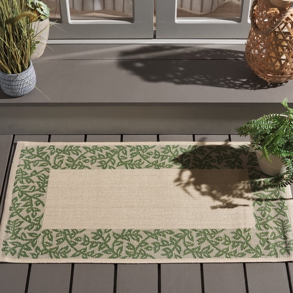 Safavieh Courtyard Cynarra Botanical Indoor/Outdoor Area Rug, Natural/Green, 1'8" x 2'8"