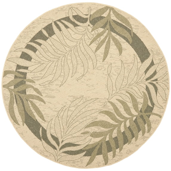 Safavieh Courtyard Cailyn Floral Indoor/Outdoor Area Rug, Cream/Green, 4' x 4' Round