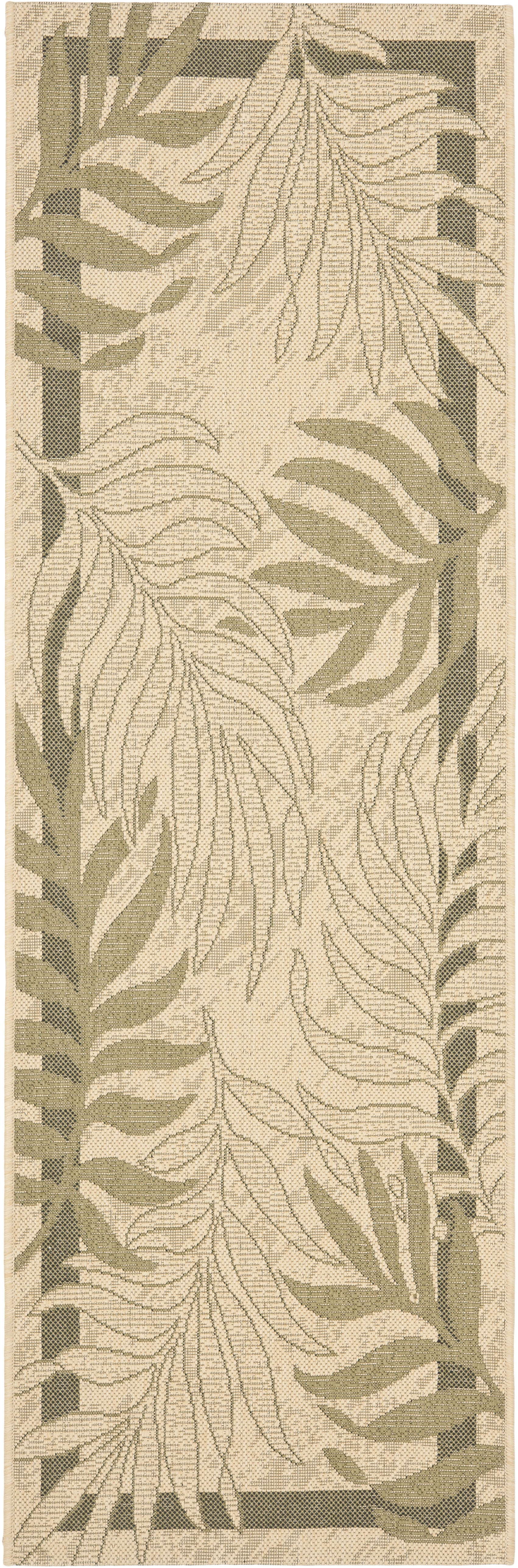 Courtyard Beige and Green Synthetic Outdoor Runner Rug