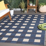 Safavieh Courtyard Caitriona Checkered Indoor/Outdoor Area Rug, Blue/Beige, 5'3" x 7'6"