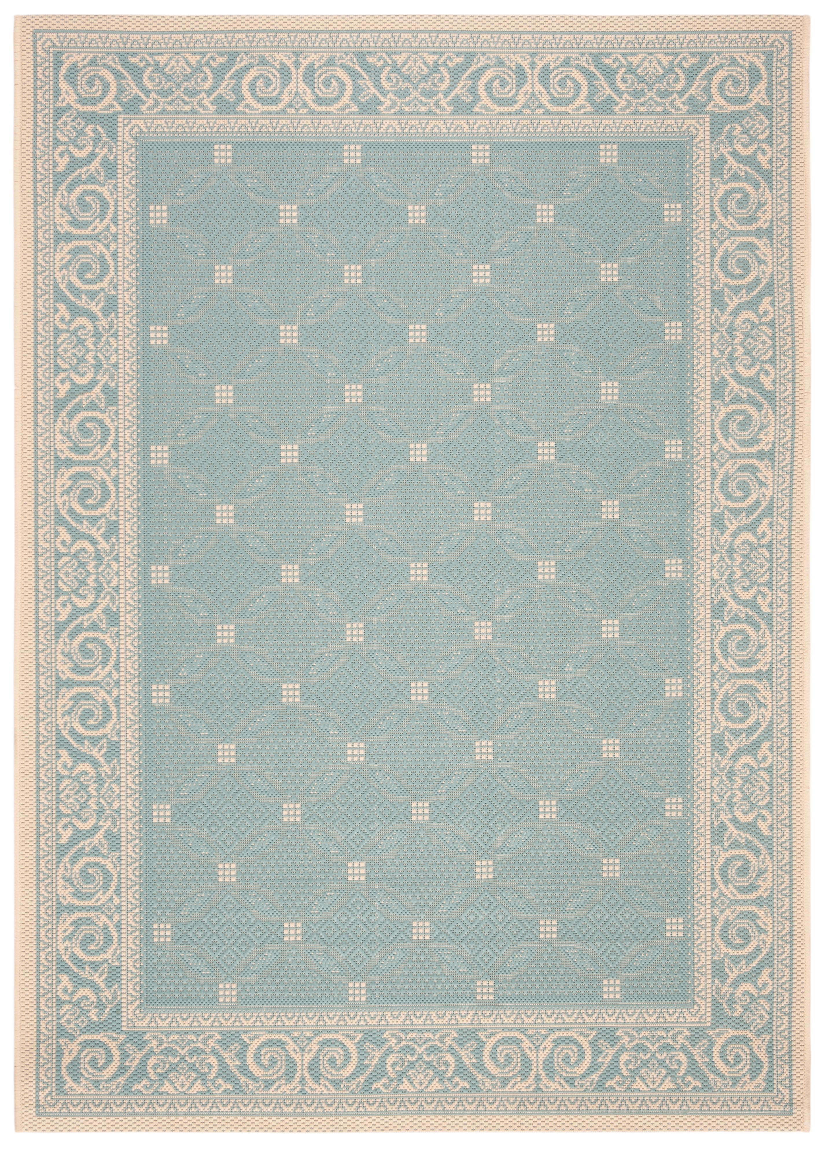 Safavieh Courtyard Cameron Geometric Indoor/Outdoor Area Rug, Aqua/Cream, 4' x 5'7"