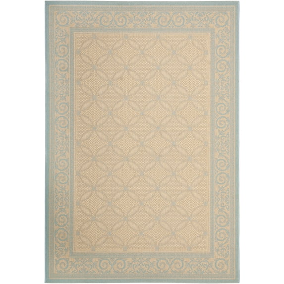 Safavieh Courtyard Cameron Geometric Indoor/Outdoor Area Rug, Cream/Aqua, 5'3" x 7'7"