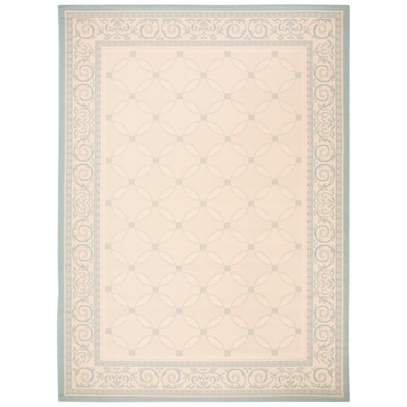 Safavieh Courtyard Cameron Geometric Indoor/Outdoor Area Rug, Cream/Aqua, 8' x 11'