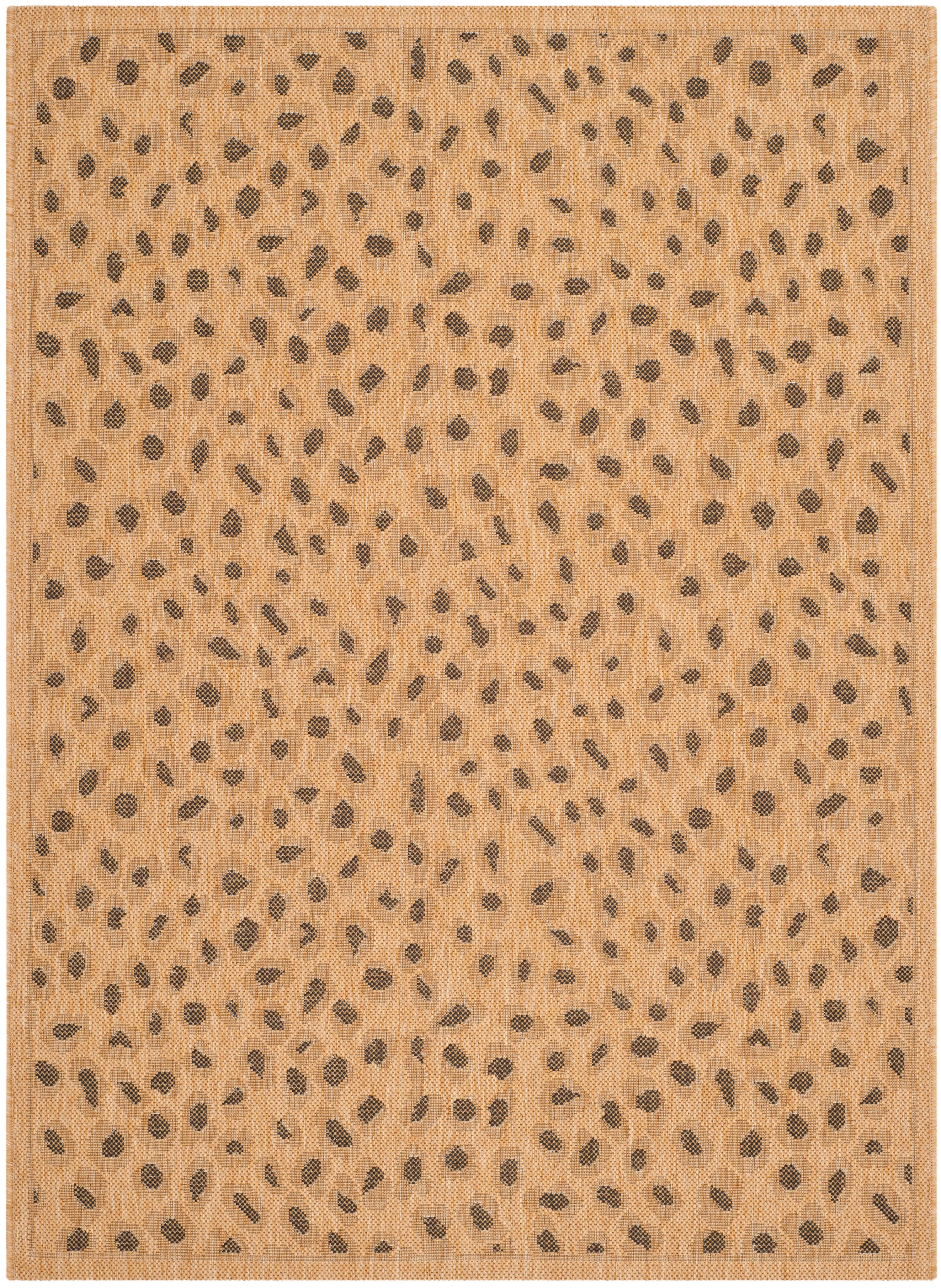 Natural and Black Synthetic Stain-Resistant Area Rug