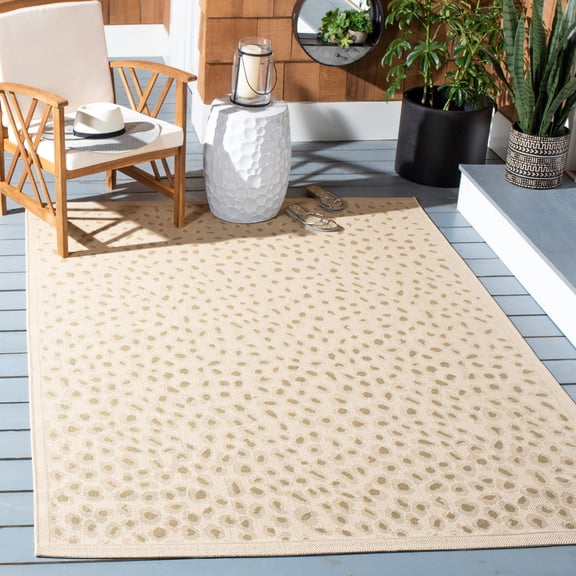 Safavieh Courtyard Camille Spotted Indoor/Outdoor Area Rug, Beige/Gold, 4' x 5'7"