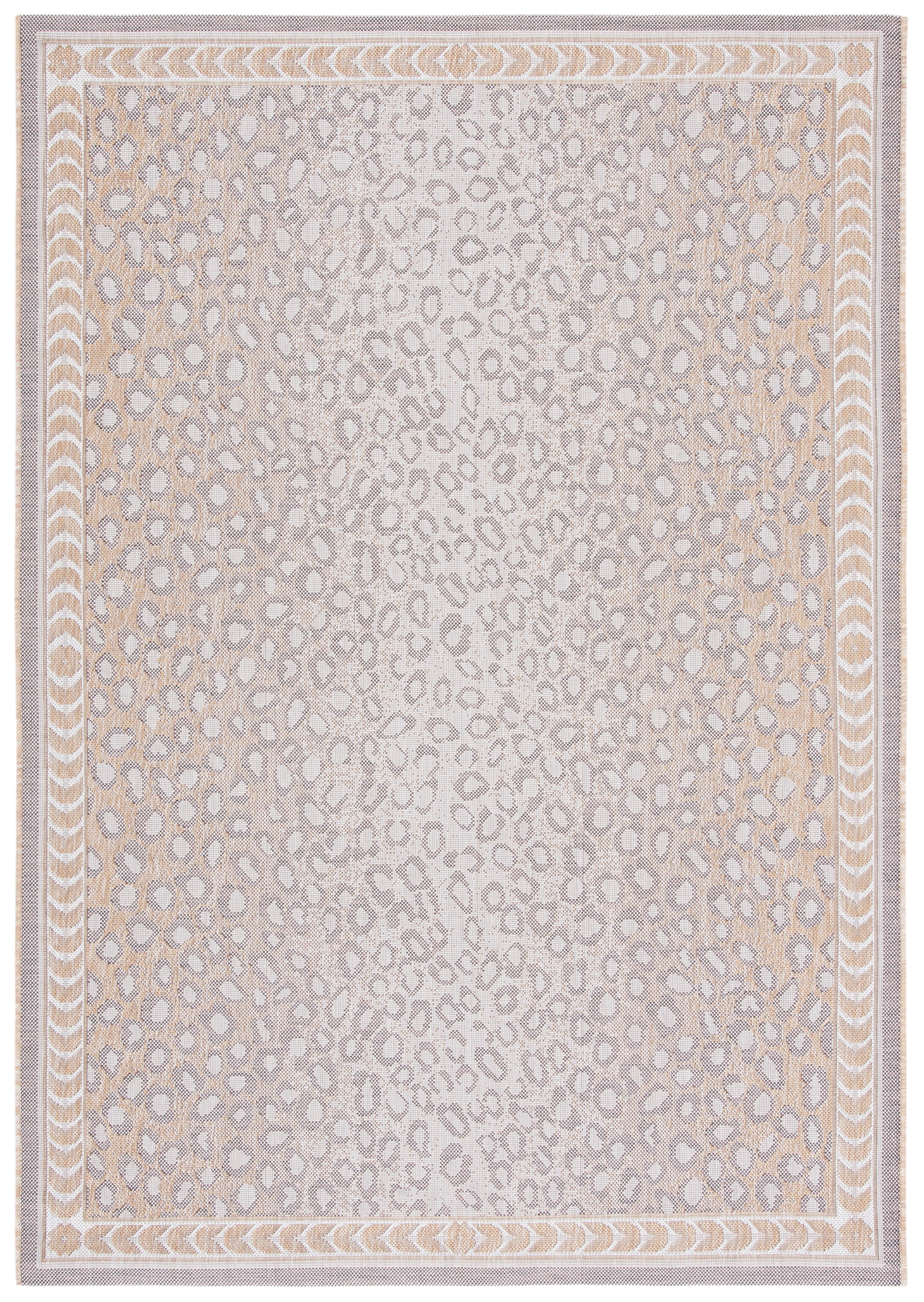 Beige and Gold Reversible Rectangular Synthetic Area Rug