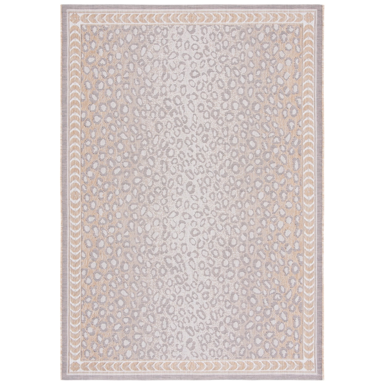 Courtyard CY6100 Power Loomed Indoor/Outdoor Area Rug - Beige/Gold - 5'3"x5'3" - Safavieh.