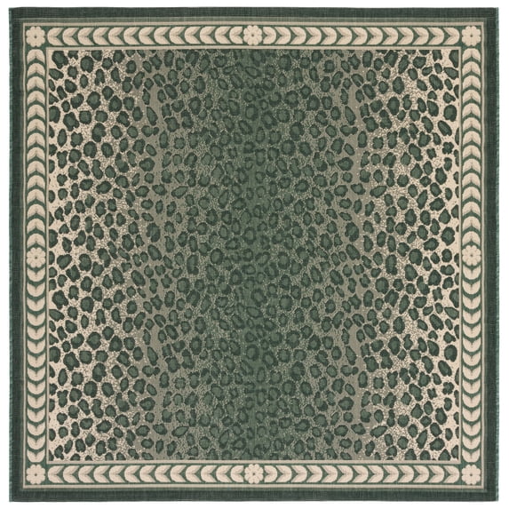Safavieh Courtyard Candace Spotted Indoor/Outdoor Area Rug, Dark Green/Ivory, 6'7" x 6'7" Square