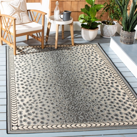 Safavieh Courtyard Candace Spotted Indoor/Outdoor Area Rug, Gray/Black, 6'7" x 9'6"