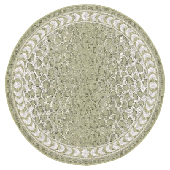 Safavieh Courtyard Candace Spotted Indoor/Outdoor Area Rug, Light Green/Ivory, 4' x 4' Round