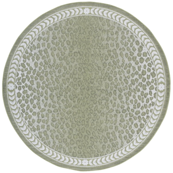 Safavieh Courtyard Candace Spotted Indoor/Outdoor Area Rug, Light Green/Ivory, 6'7" x 6'7" Round