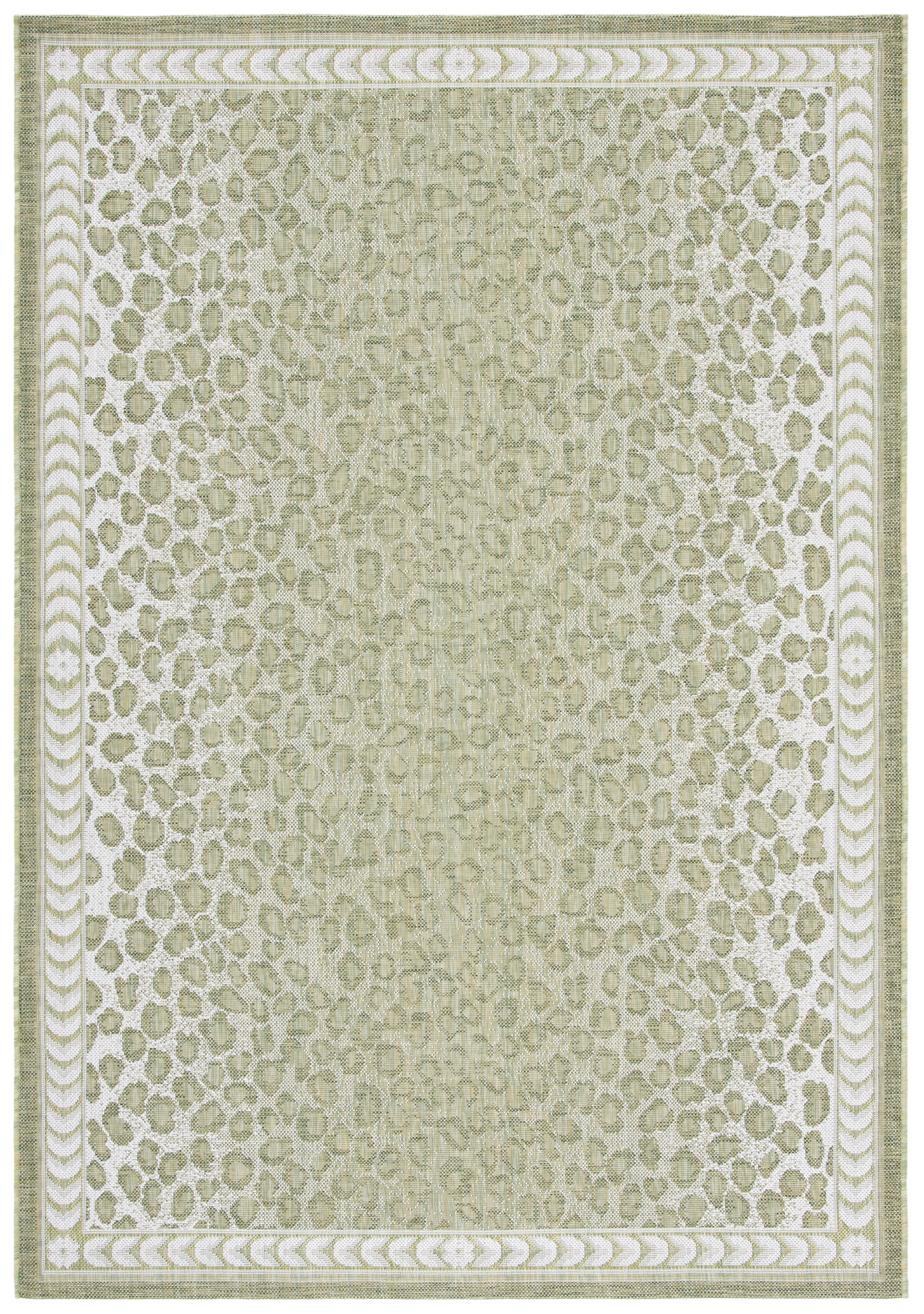 SAFAVIEH Courtyard Candace Spotted Indoor/Outdoor Area Rug, Light Green/Ivory, 8' x 10'