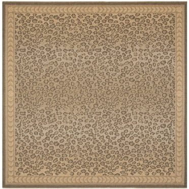 SAFAVIEH Courtyard Candace Spotted Indoor/Outdoor Area Rug, Natural/Gold, 4' x 4' Square