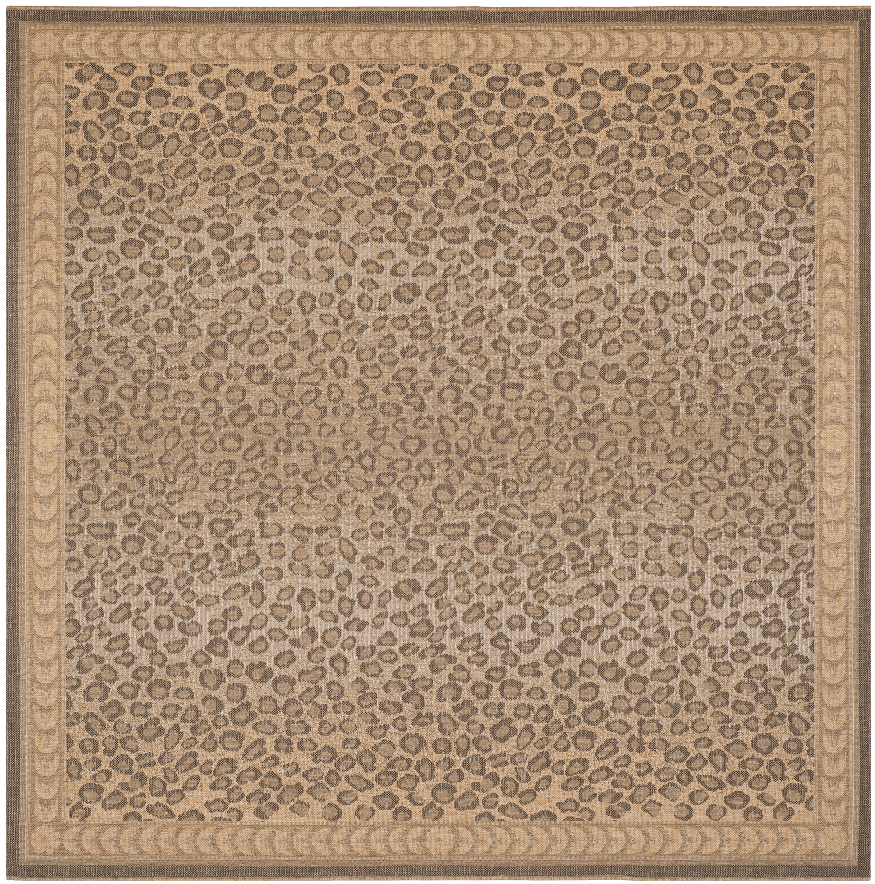 Square Natural and Gold Synthetic Easy-Care Area Rug