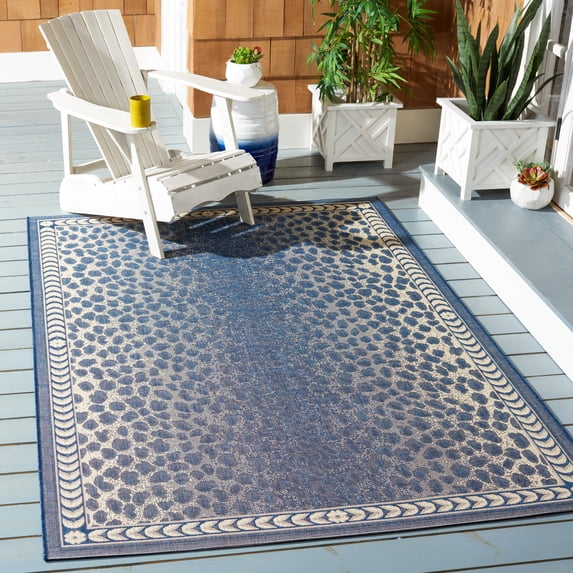 Safavieh Courtyard Candace Spotted Indoor/Outdoor Area Rug, Navy/Beige, 4' x 5'7"