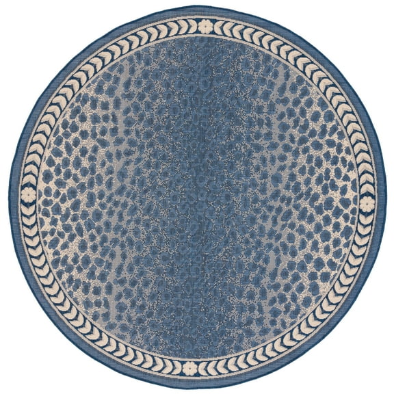 Safavieh Courtyard Candace Spotted Indoor/Outdoor Area Rug, Navy/Beige, 6'7" x 6'7" Round