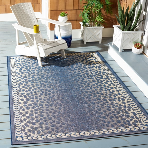 Safavieh Courtyard Candace Spotted Indoor/Outdoor Area Rug, Navy/Beige, 9' x 12'
