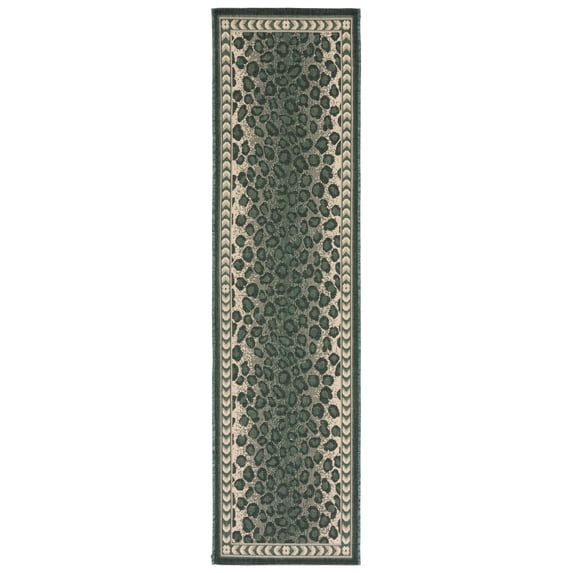Safavieh Courtyard Candace Spotted Indoor/Outdoor Runner Rug, Dark Green/Ivory, 2'3" x 8'