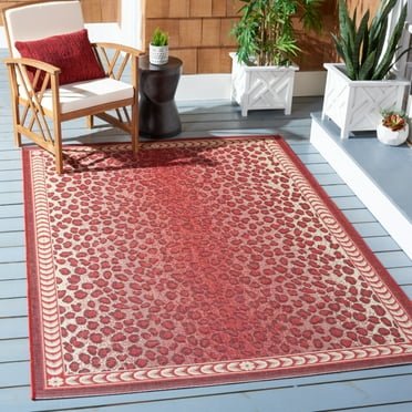 SAFAVIEH Courtyard Candace Spotted Indoor/Outdoor Runner Rug, Red/Beige, 2'3" x 8'