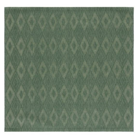 SAFAVIEH Courtyard Carl Geometric Indoor/Outdoor Area Rug, Dark Green/Beige, 6'7" x 6'7" Square
