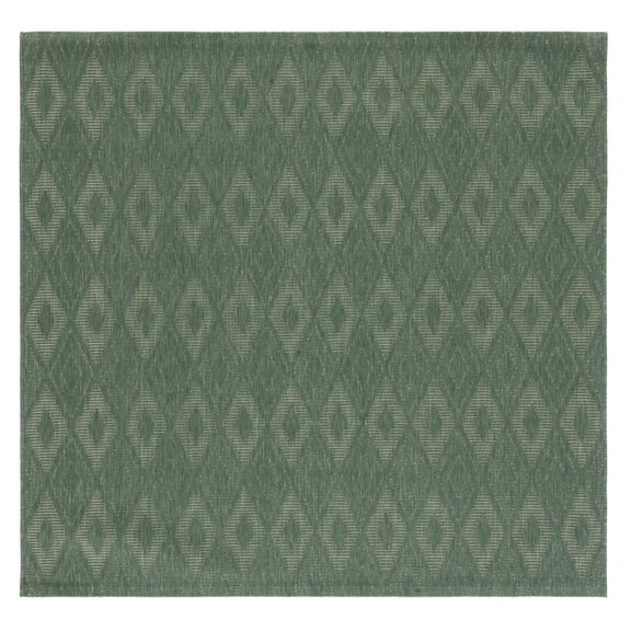 SAFAVIEH Courtyard Carl Geometric Indoor/Outdoor Area Rug, Dark Green/Beige, 6'7" x 6'7" Square