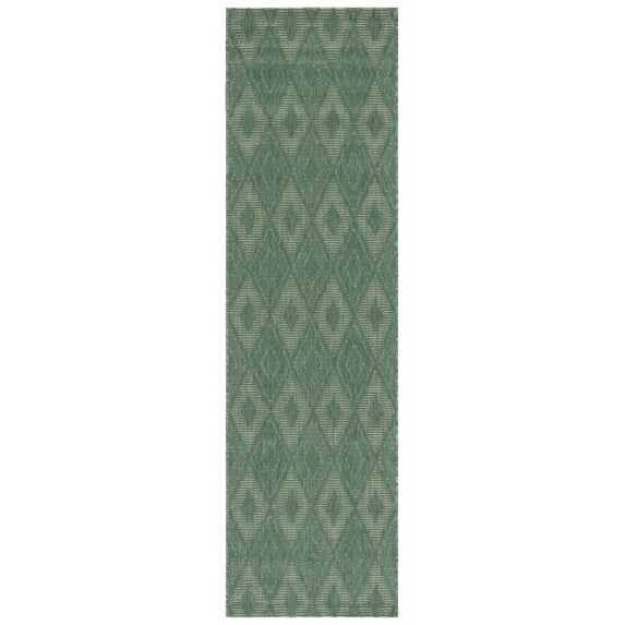 SAFAVIEH Courtyard Carl Geometric Indoor/Outdoor Runner Rug, Dark Green/Beige, 2'3" x 8'