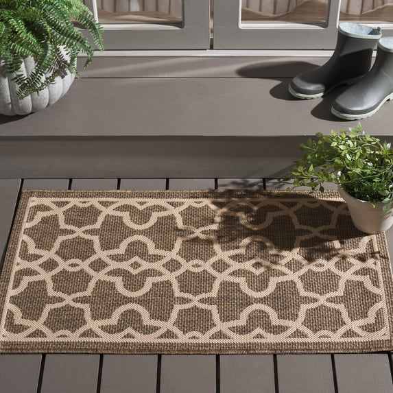 Safavieh Courtyard Carlos Oriental Indoor/Outdoor Area Rug, Mocha/Beige, 2'7" x 5'