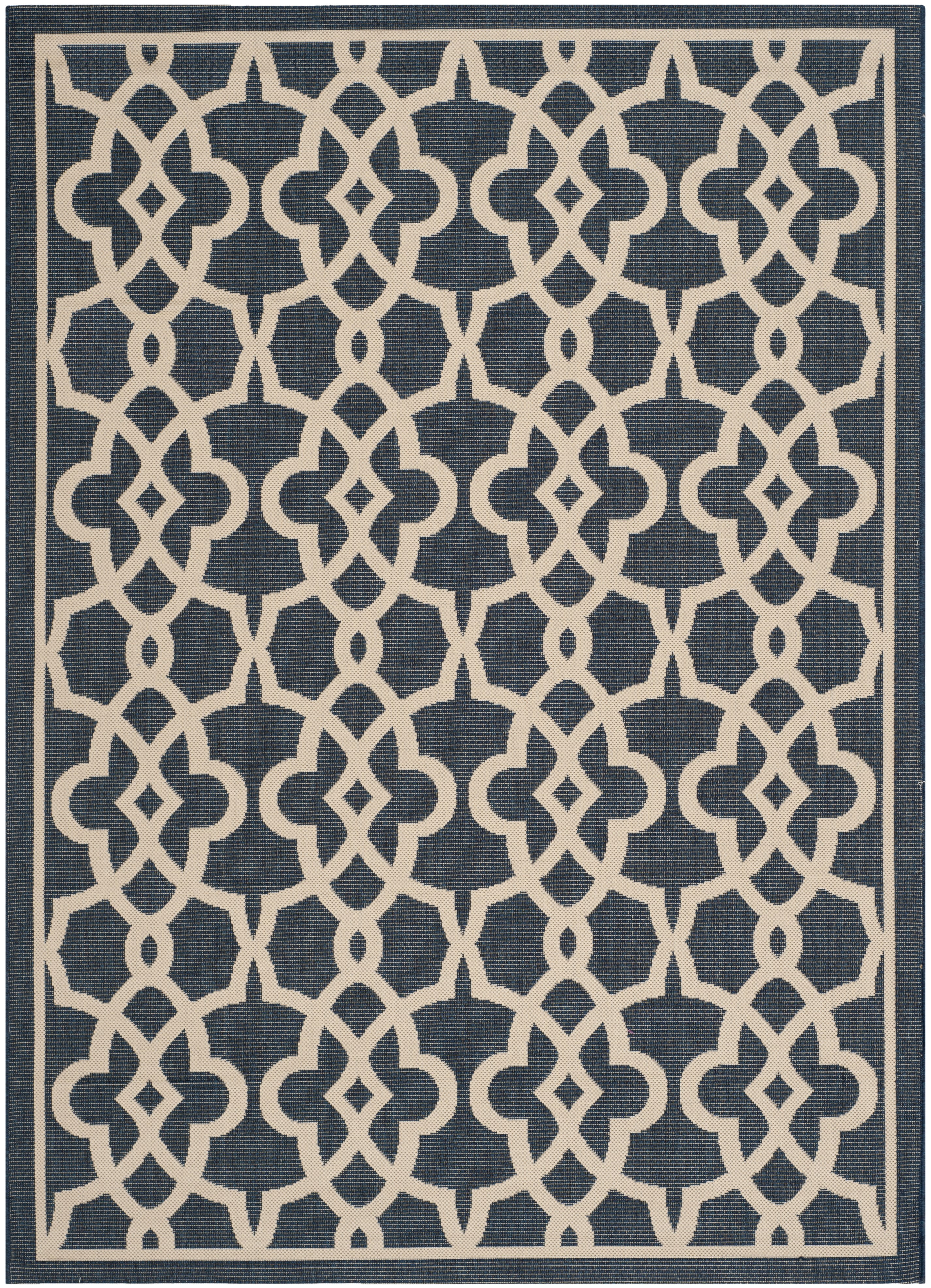 Safavieh Courtyard Carlos Oriental Indoor/Outdoor Area Rug, Navy/Beige, 6'7" x 9'6"