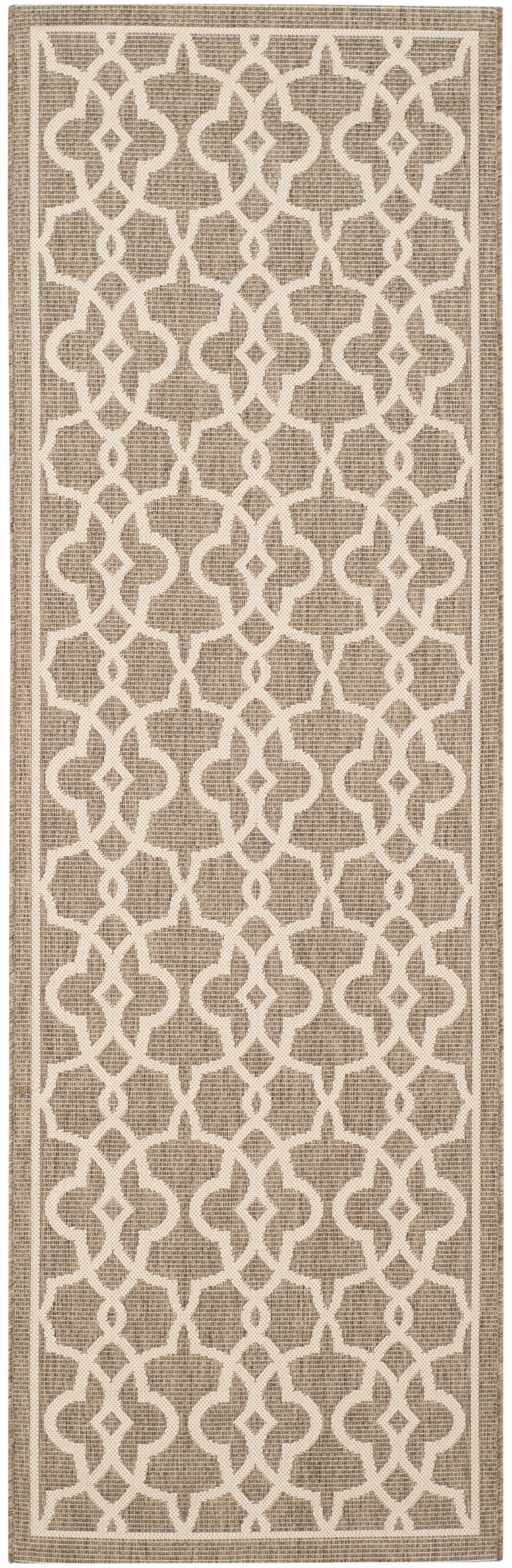 Safavieh Courtyard Carlos Oriental Indoor/Outdoor Runner Rug, Mocha/Beige, 2'7" x 8'2"