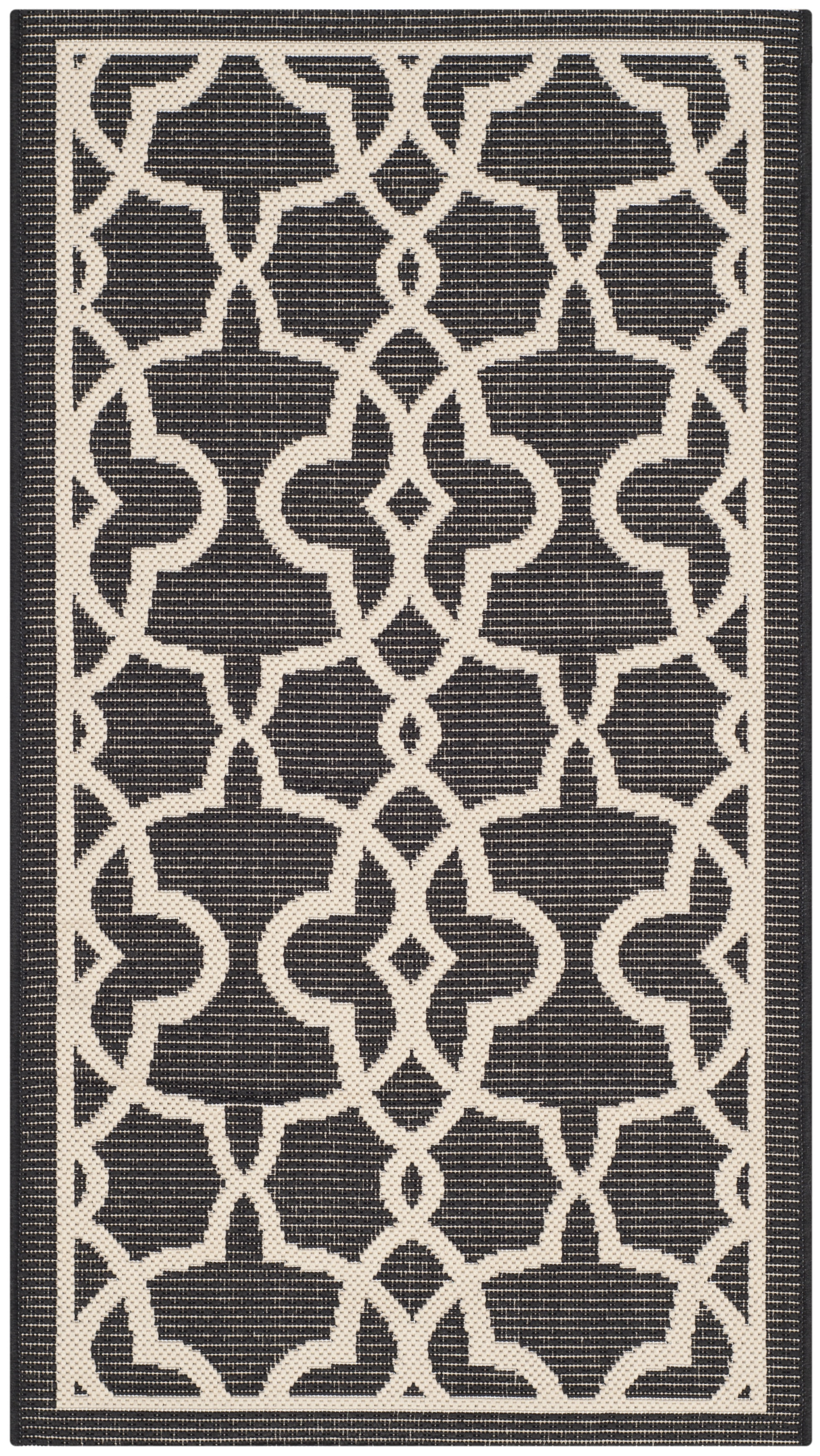Safavieh Courtyard Black/Beige Geometric Indoor/Outdoor Rug 2' x 3'7"