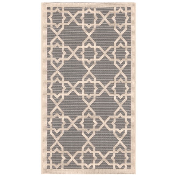 SAFAVIEH Courtyard Carol Geometric Indoor/Outdoor Area Rug, 2' x 3'7", Grey/Beige