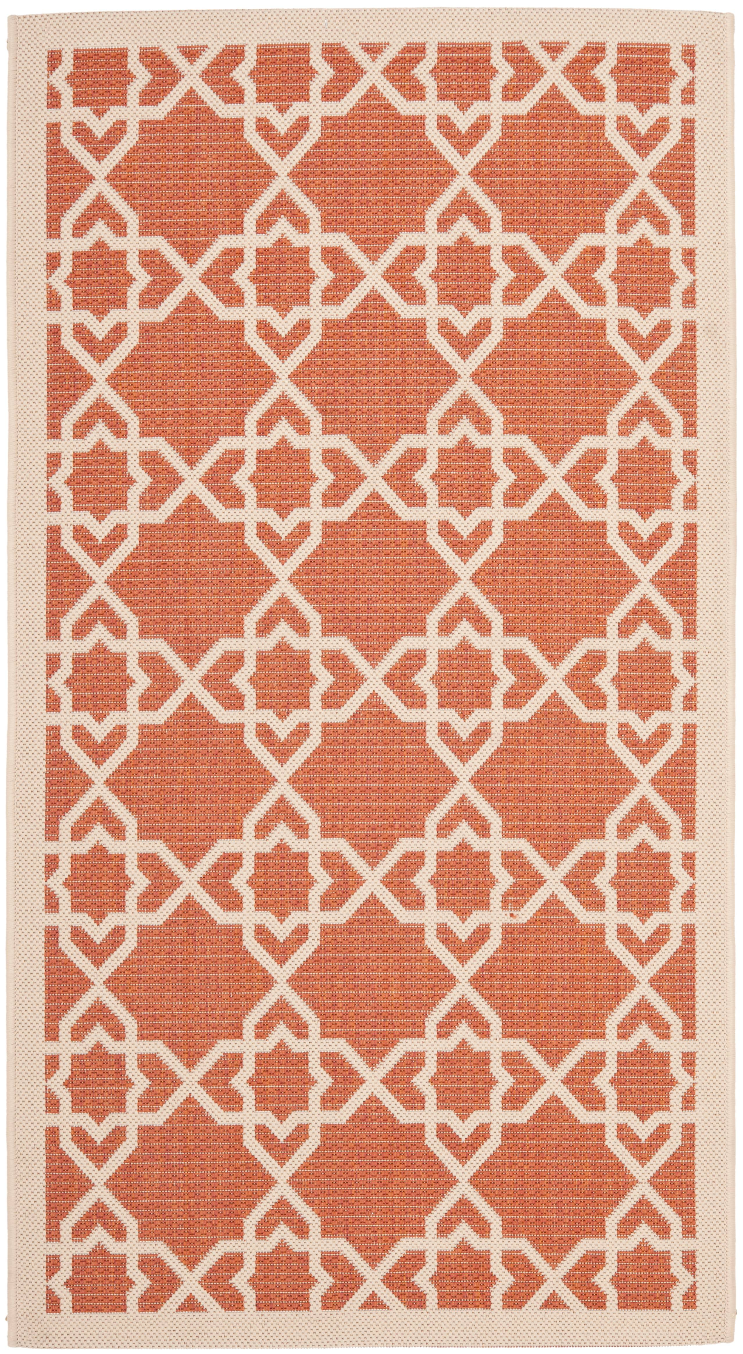 Terracotta Red 24" Easy-Care Synthetic Rectangular Rug