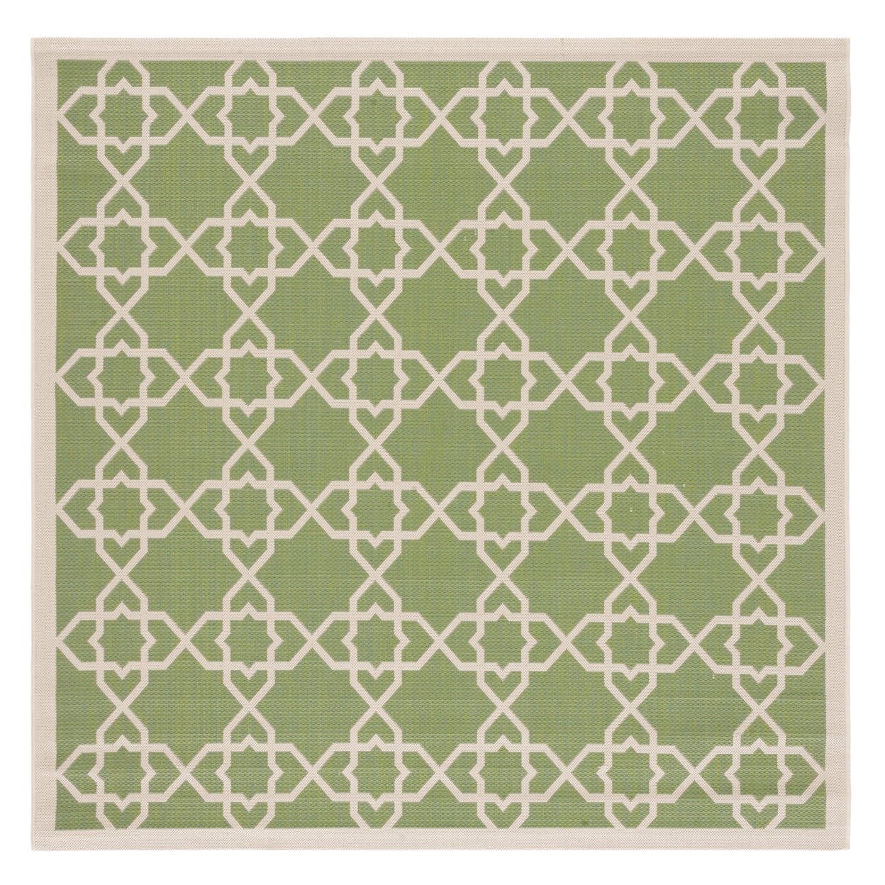Courtyard Green & Beige Square Indoor/Outdoor Easy-Care Rug