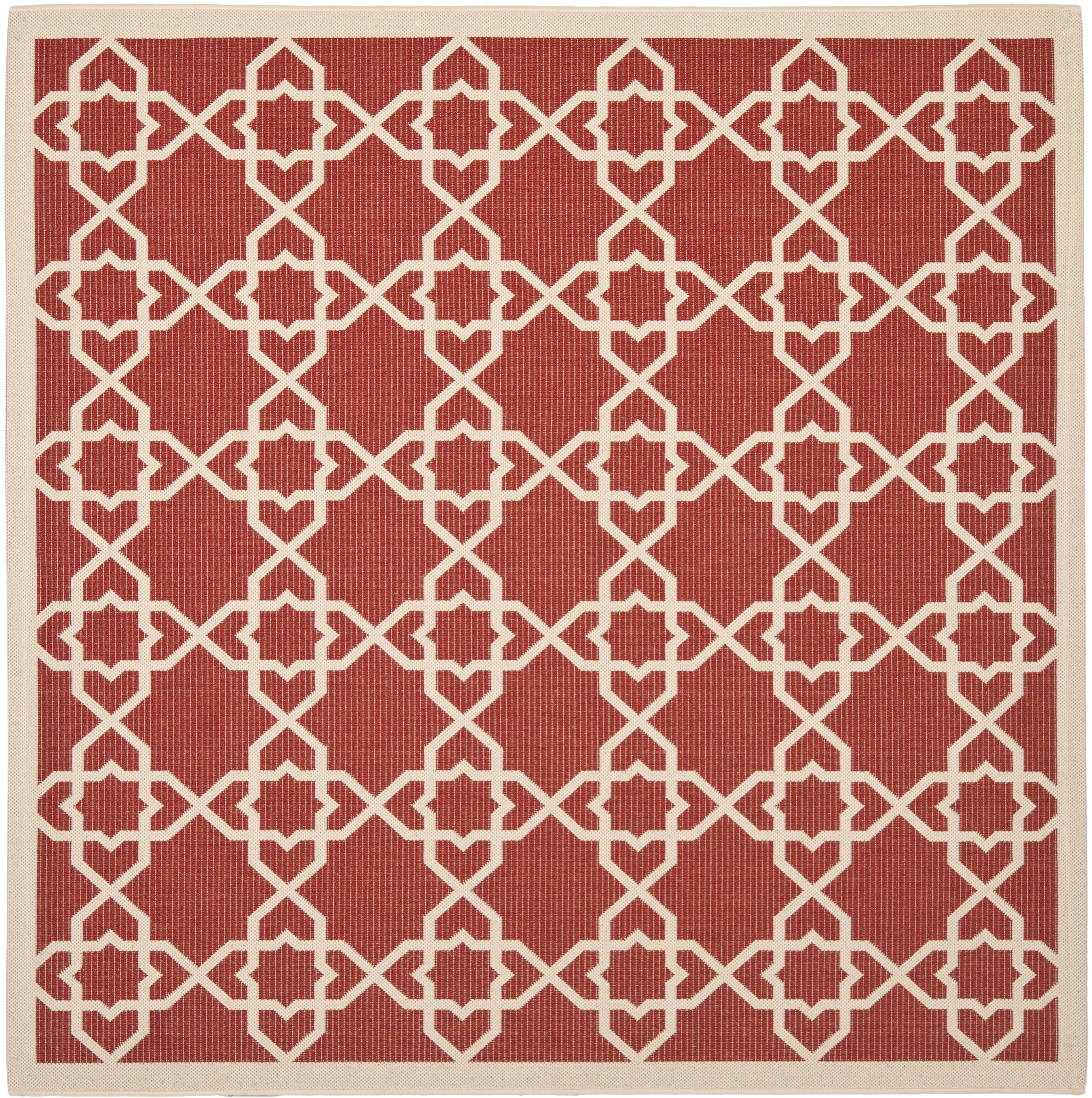 Terracotta and Beige Square Synthetic Indoor/Outdoor Area Rug