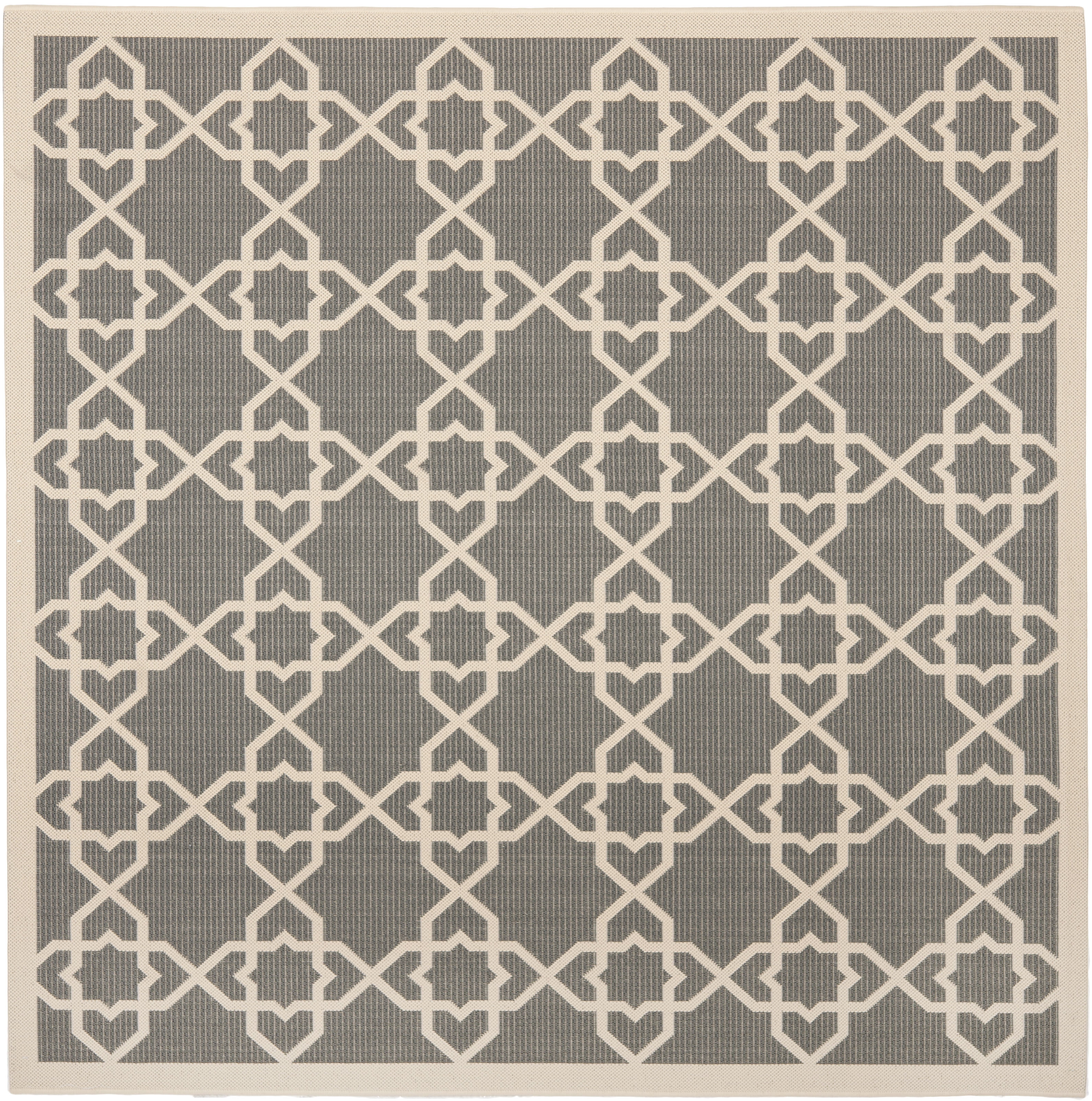 Gray and Beige Square Geometric Indoor/Outdoor Area Rug