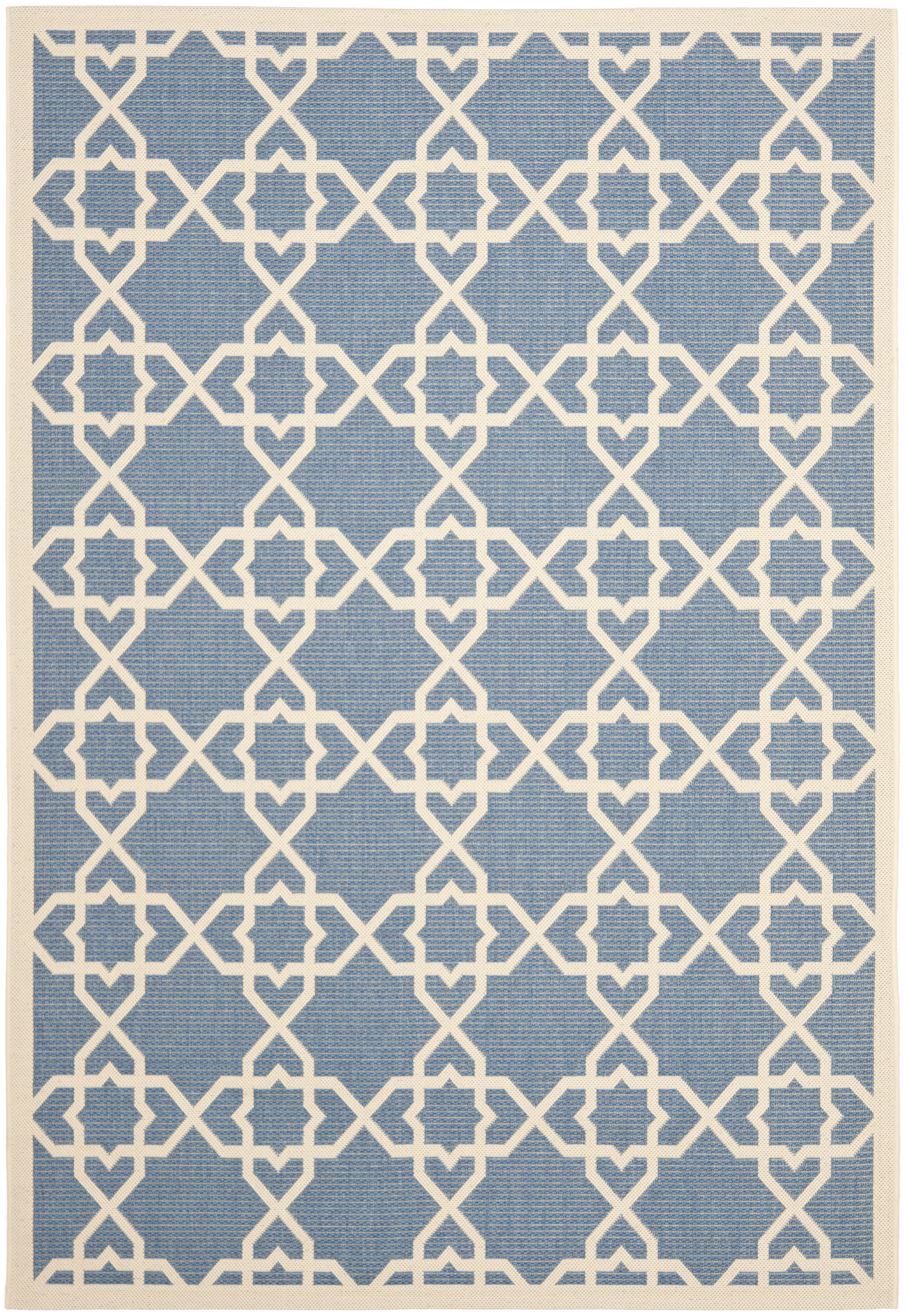Sky Blue Beige Geometric 9' x 12' Synthetic Area Rug