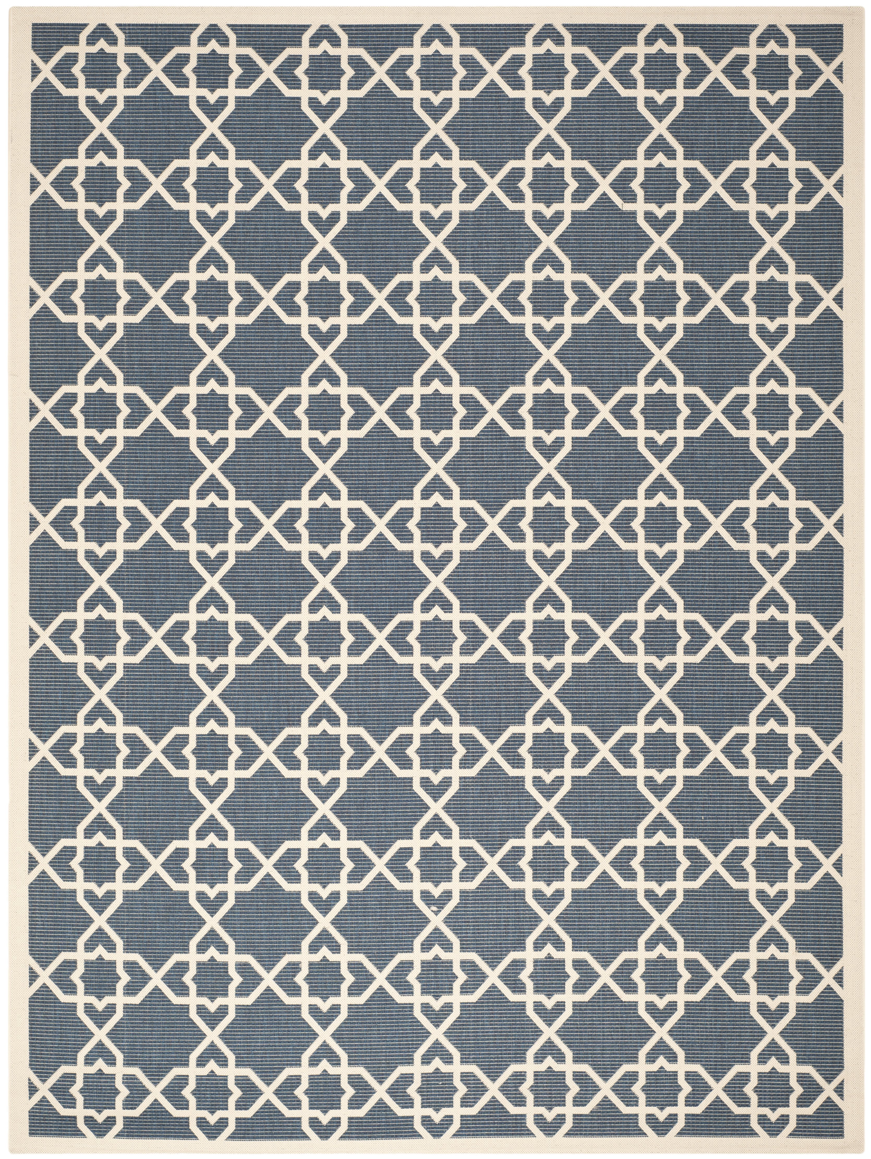 SAFAVIEH Courtyard Carol Geometric Indoor/Outdoor Area Rug, 9' x 12', Navy/Beige