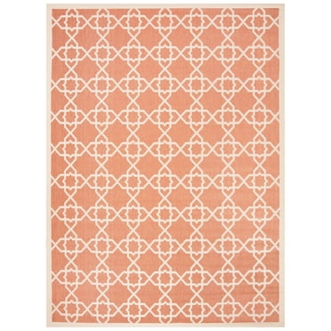 SAFAVIEH Courtyard Carol Geometric Indoor/Outdoor Area Rug, 9' x 12', Terracotta/Beige